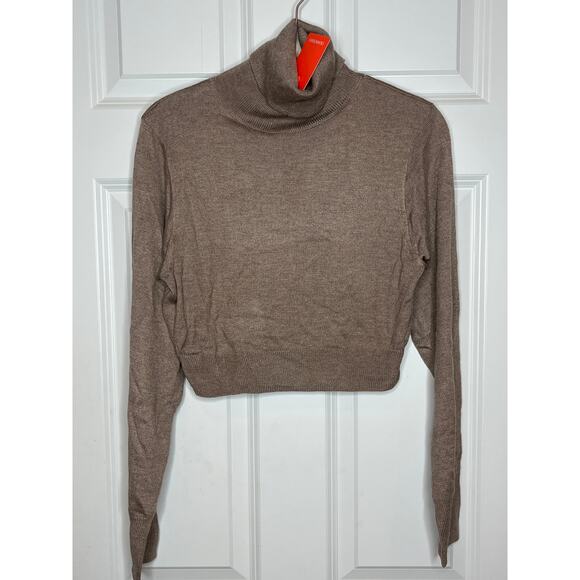 Olivaceous NEW Small WOOL Blend Tan Brown Turtleneck Sweater - Picture 2 of 8